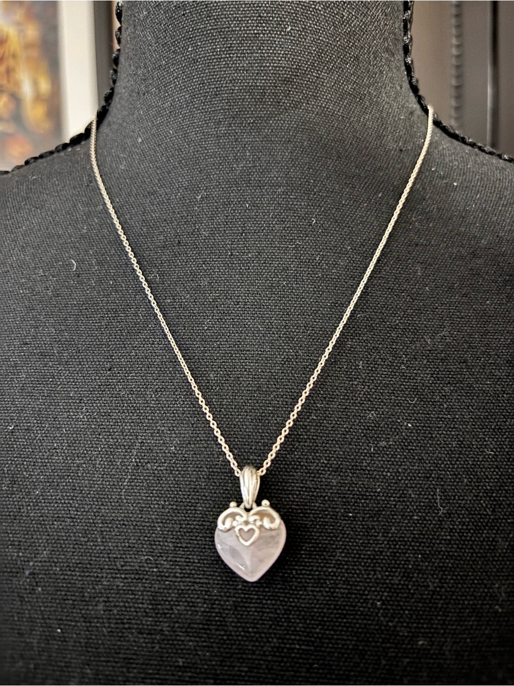 925 stamped Heart-Shaped Rose Quartz Pendant Necklace in Silver